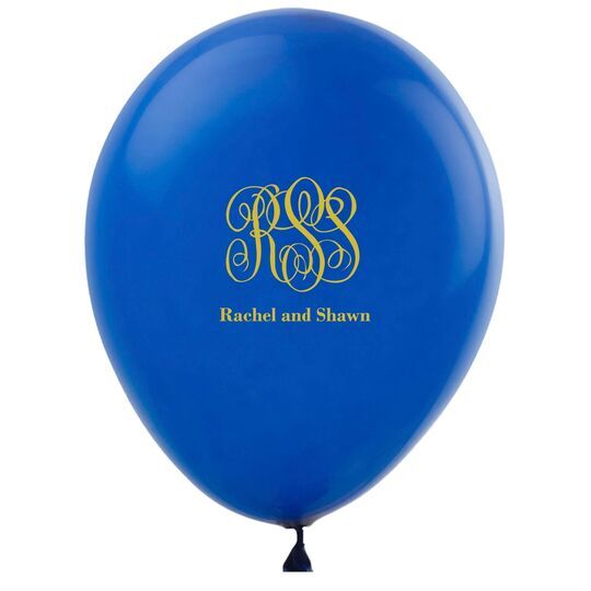 Large Script Monogram with Text Latex Balloons